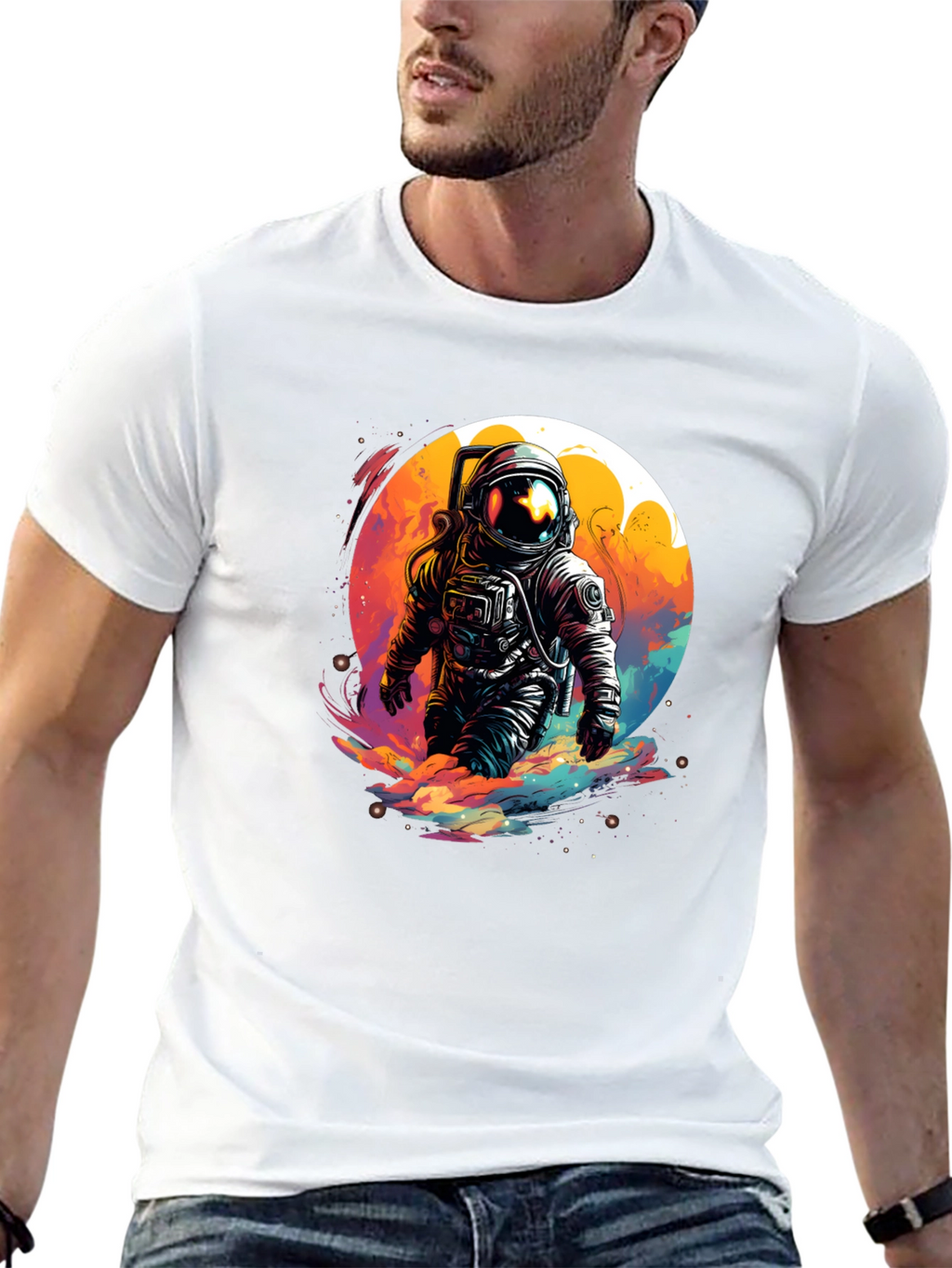 Astronaut in Space T-Shirt - Unique Graphic Tee