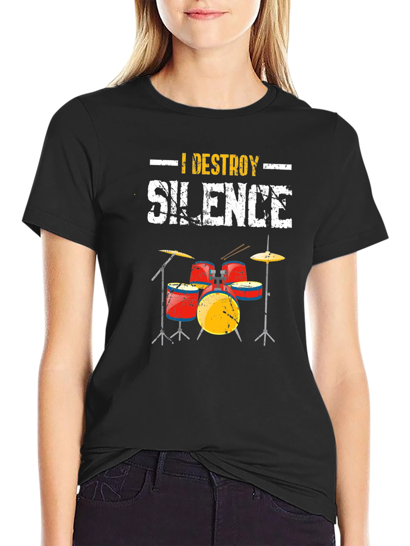 I Destroy Silence Drummer T-Shirt - Music Lover