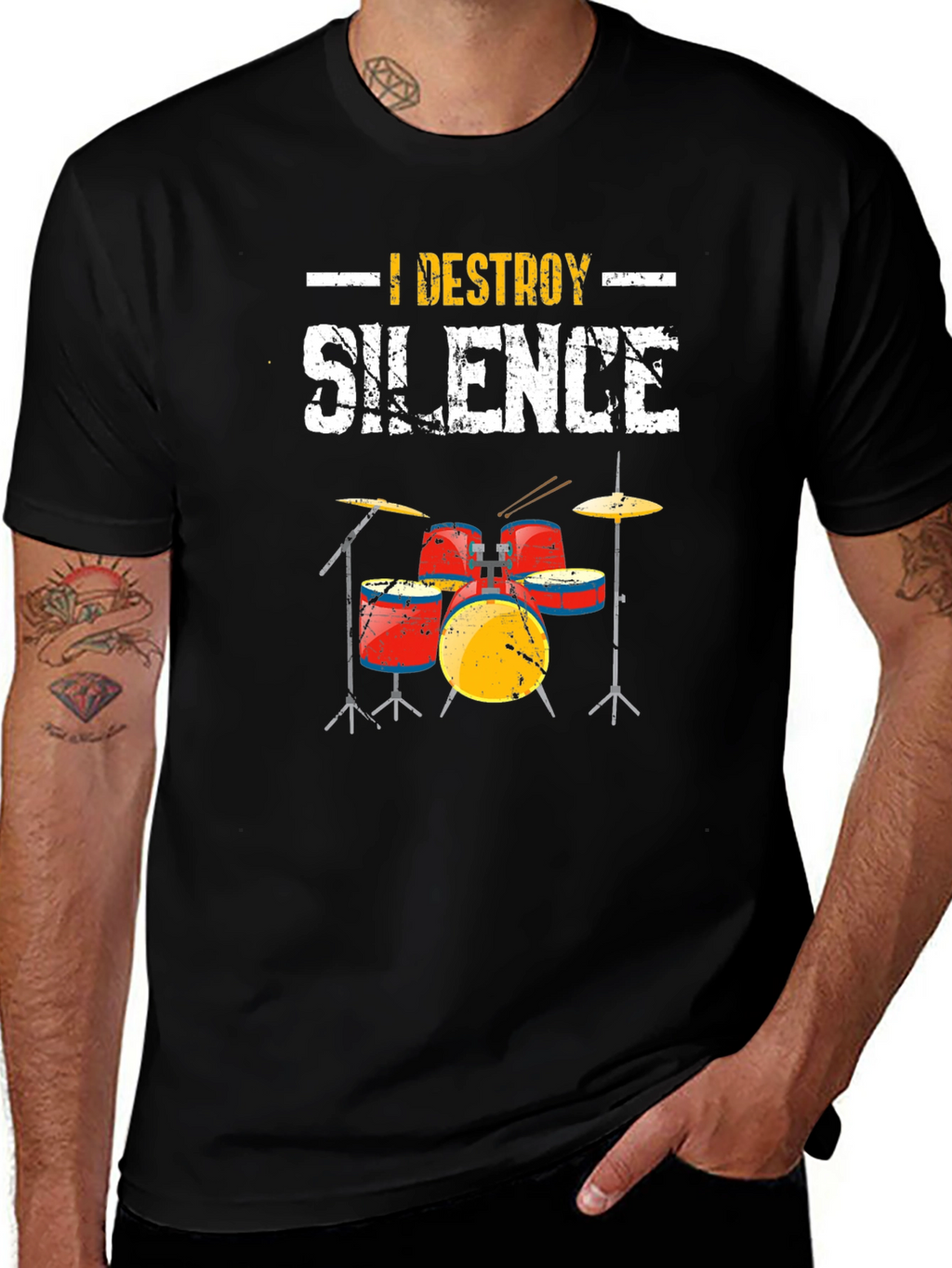 I Destroy Silence Drummer T-Shirt - Music Lover