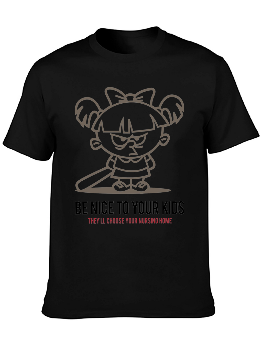 Be Nice To Your Kids Black Graphic T-Shirt