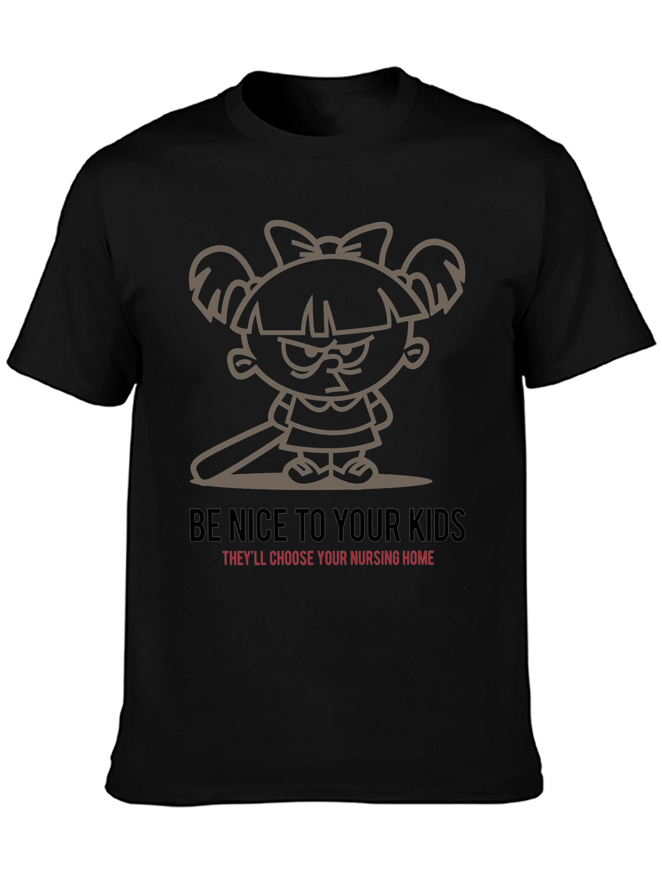 Be Nice To Your Kids Black Graphic T-Shirt