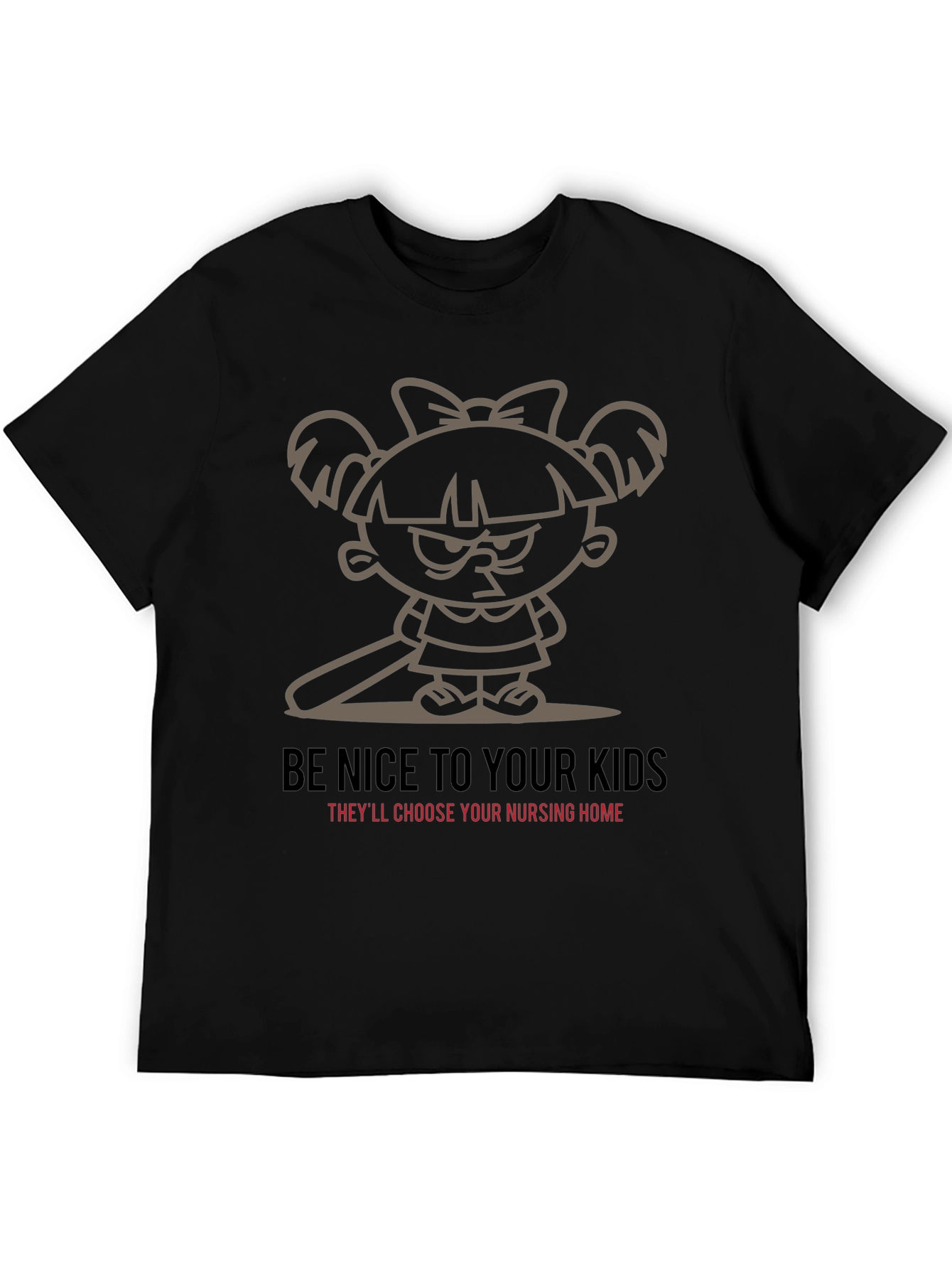 Be Nice To Your Kids Black Graphic T-Shirt