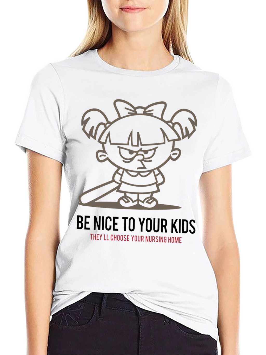 Be Nice To Your Kids Black Graphic T-Shirt