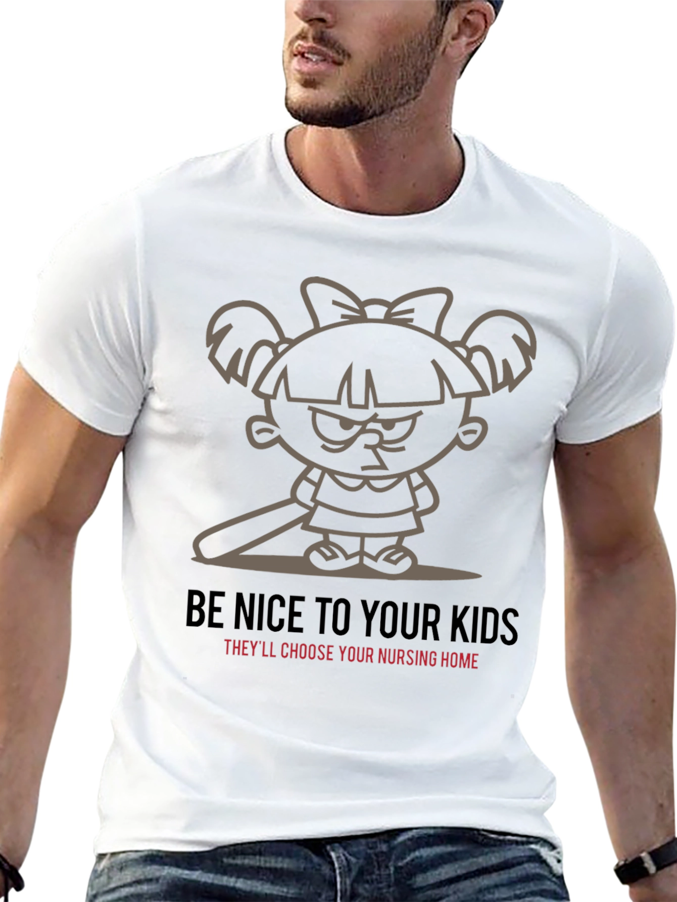 Be Nice To Your Kids Black Graphic T-Shirt