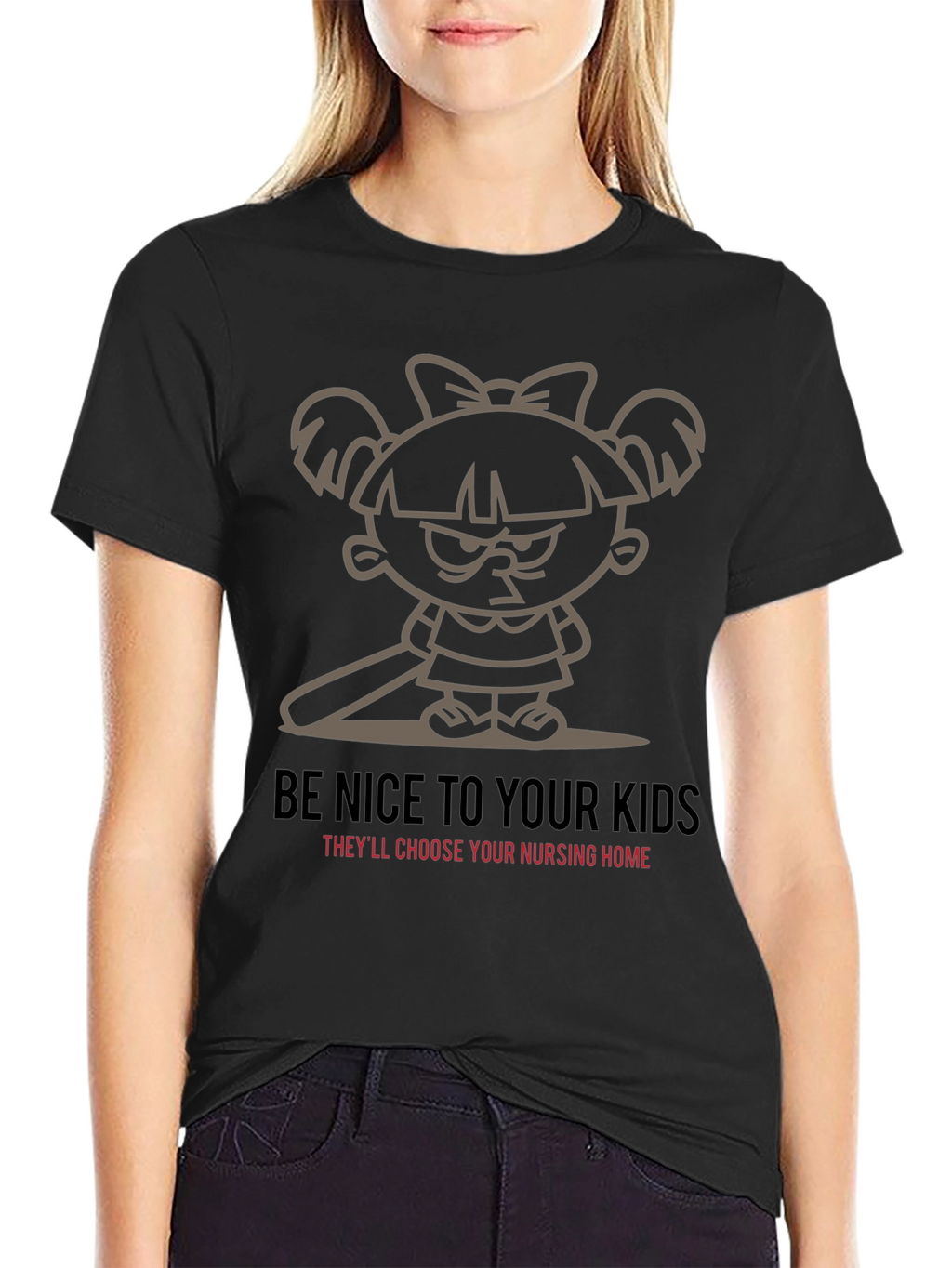 Be Nice To Your Kids Black Graphic T-Shirt