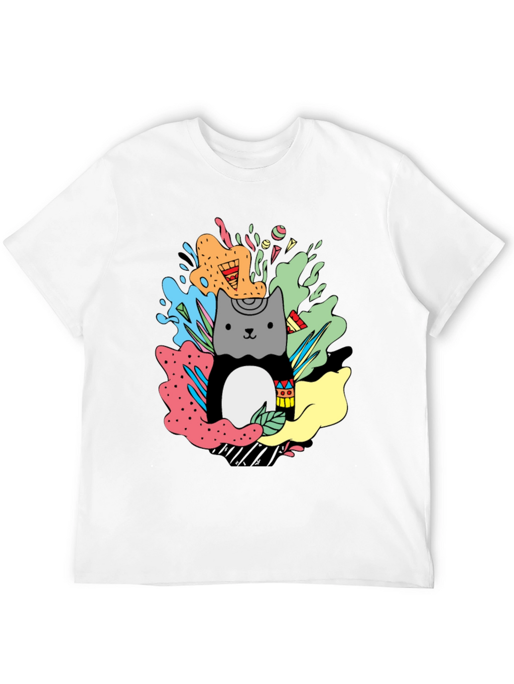 Cute Cat Graphic Print T-Shirt - Stylish Casual Wear
