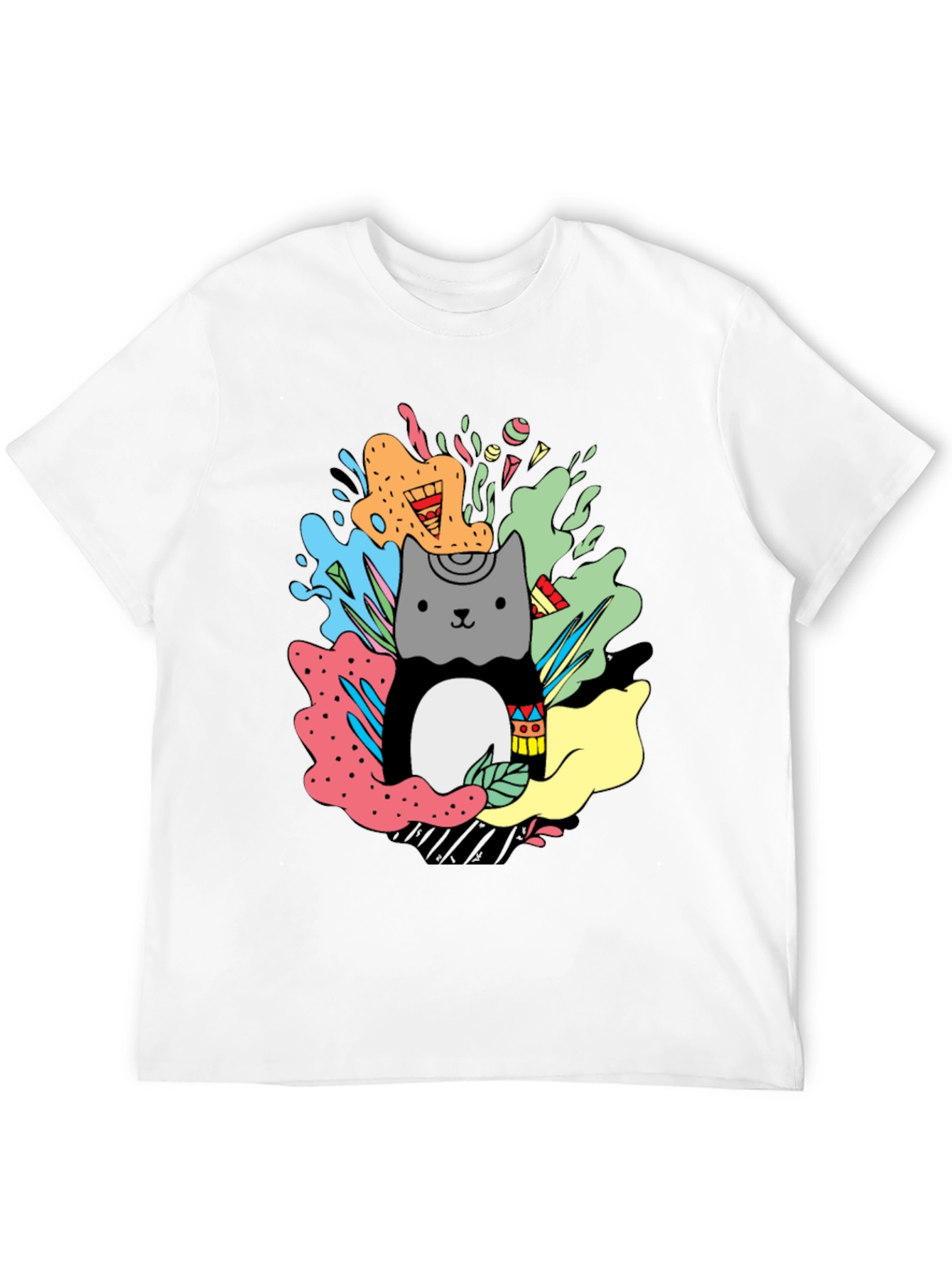 Cute Cat Graphic Print T-Shirt - Stylish Casual Wear