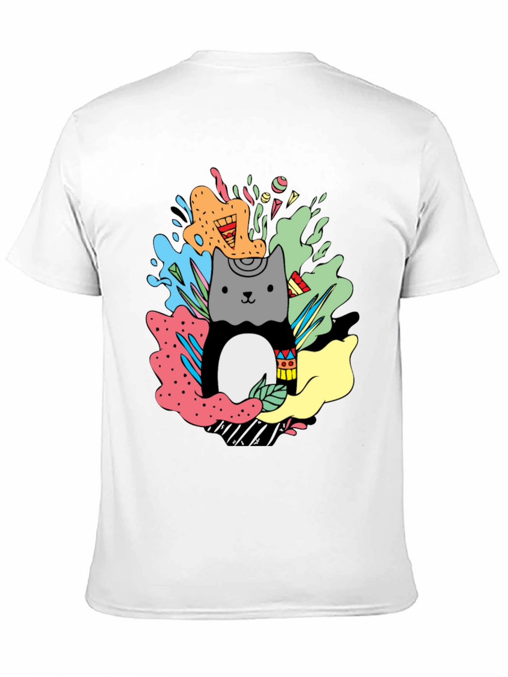 Cute Cat Graphic Print T-Shirt - Stylish Casual Wear