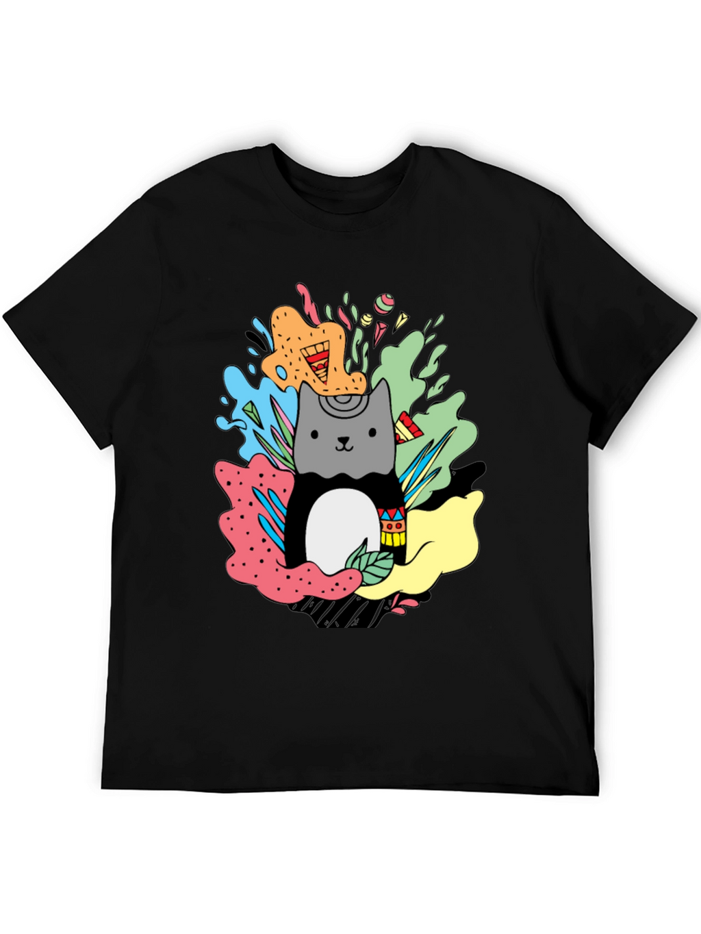 Cute Cat Graphic Print T-Shirt - Stylish Casual Wear
