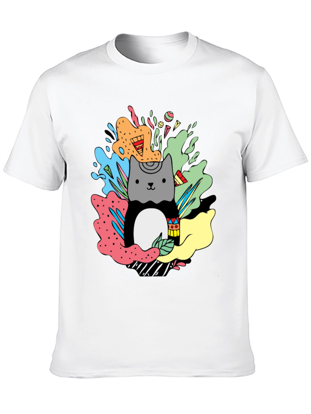 Cute Cat Graphic Print T-Shirt - Stylish Casual Wear