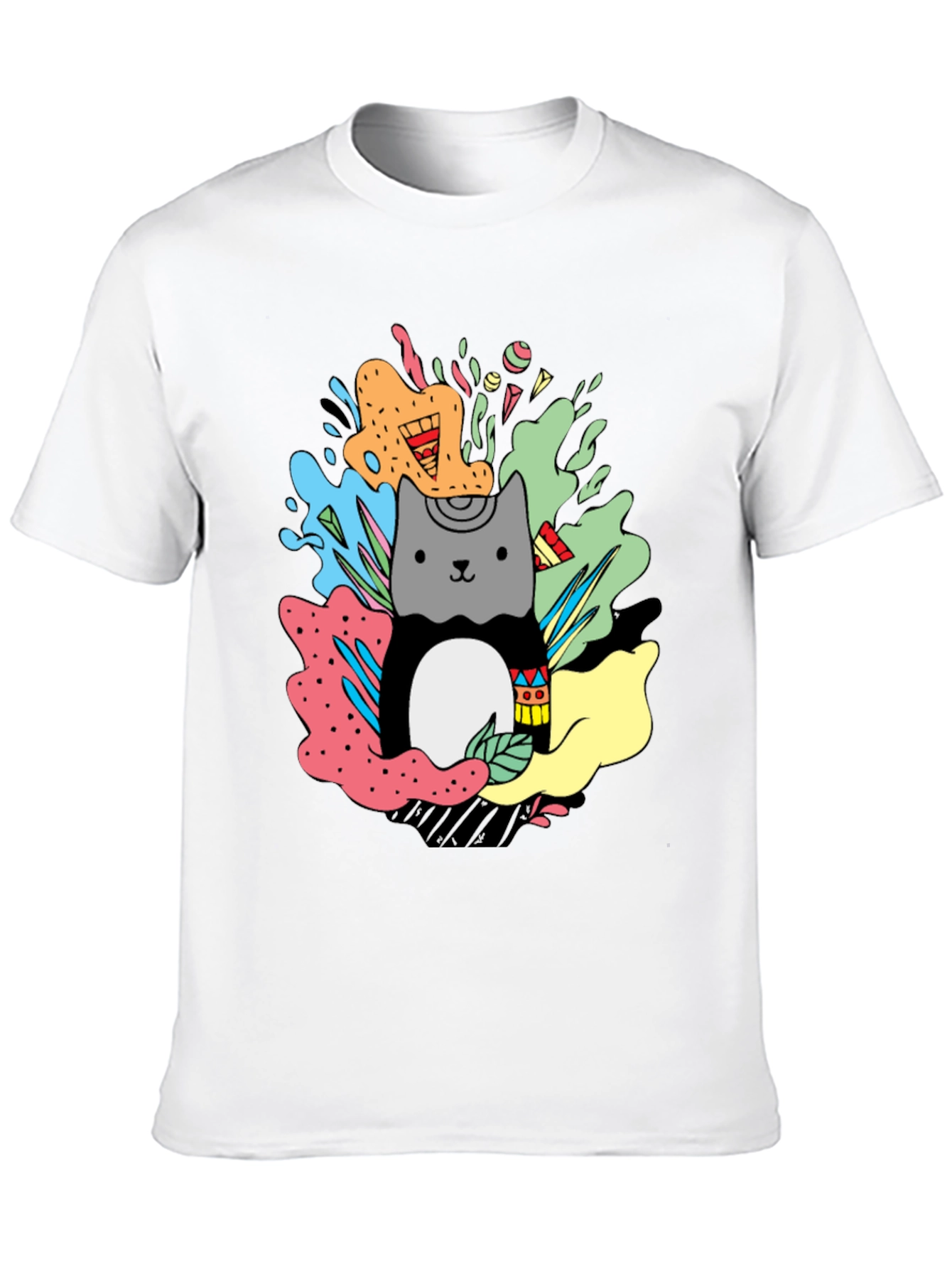 Cute Cat Graphic Print T-Shirt - Stylish Casual Wear