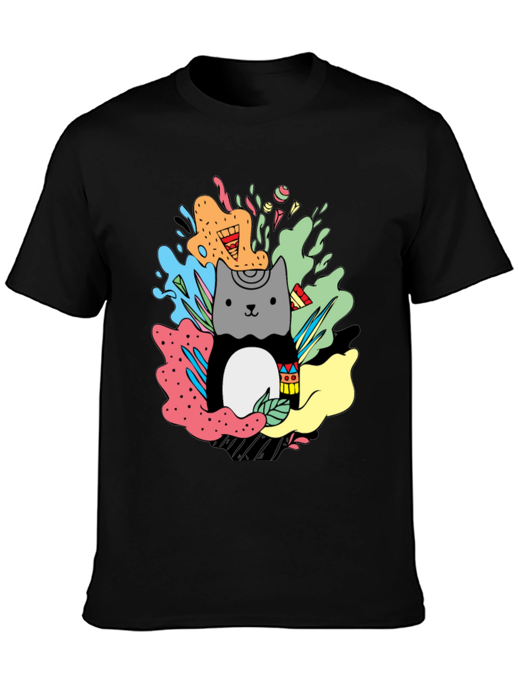Cute Cat Graphic Print T-Shirt - Stylish Casual Wear