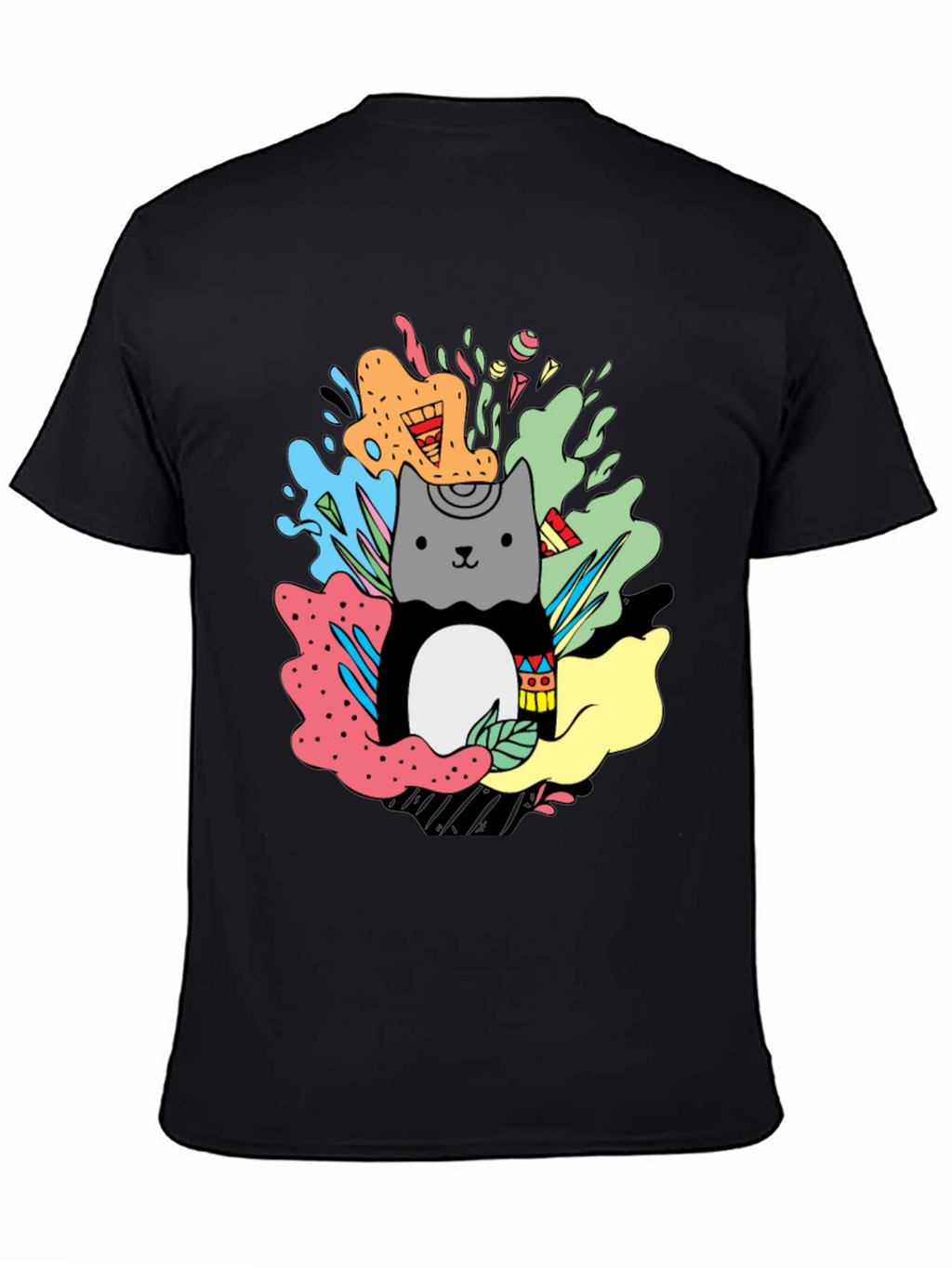 Cute Cat Graphic Print T-Shirt - Stylish Casual Wear