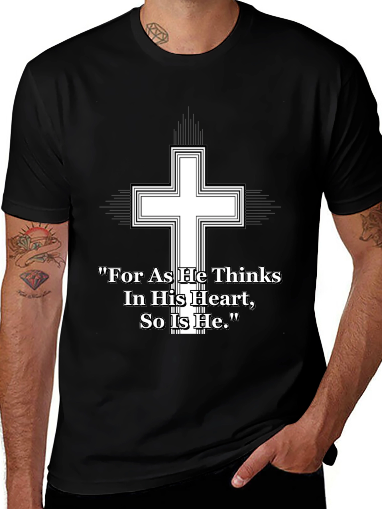 Christian Cross T-Shirt - As He Thinks Quote