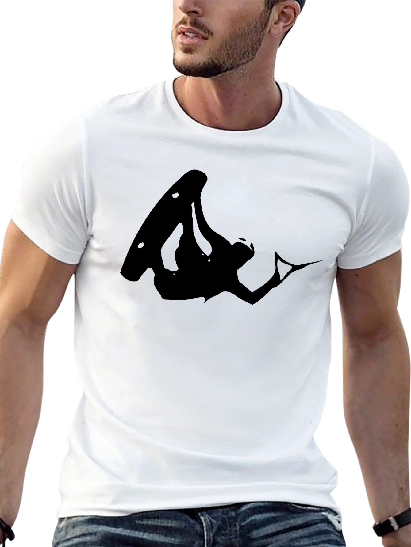 Black Wakeboarder Graphic Tee - Extreme Sports Fashion