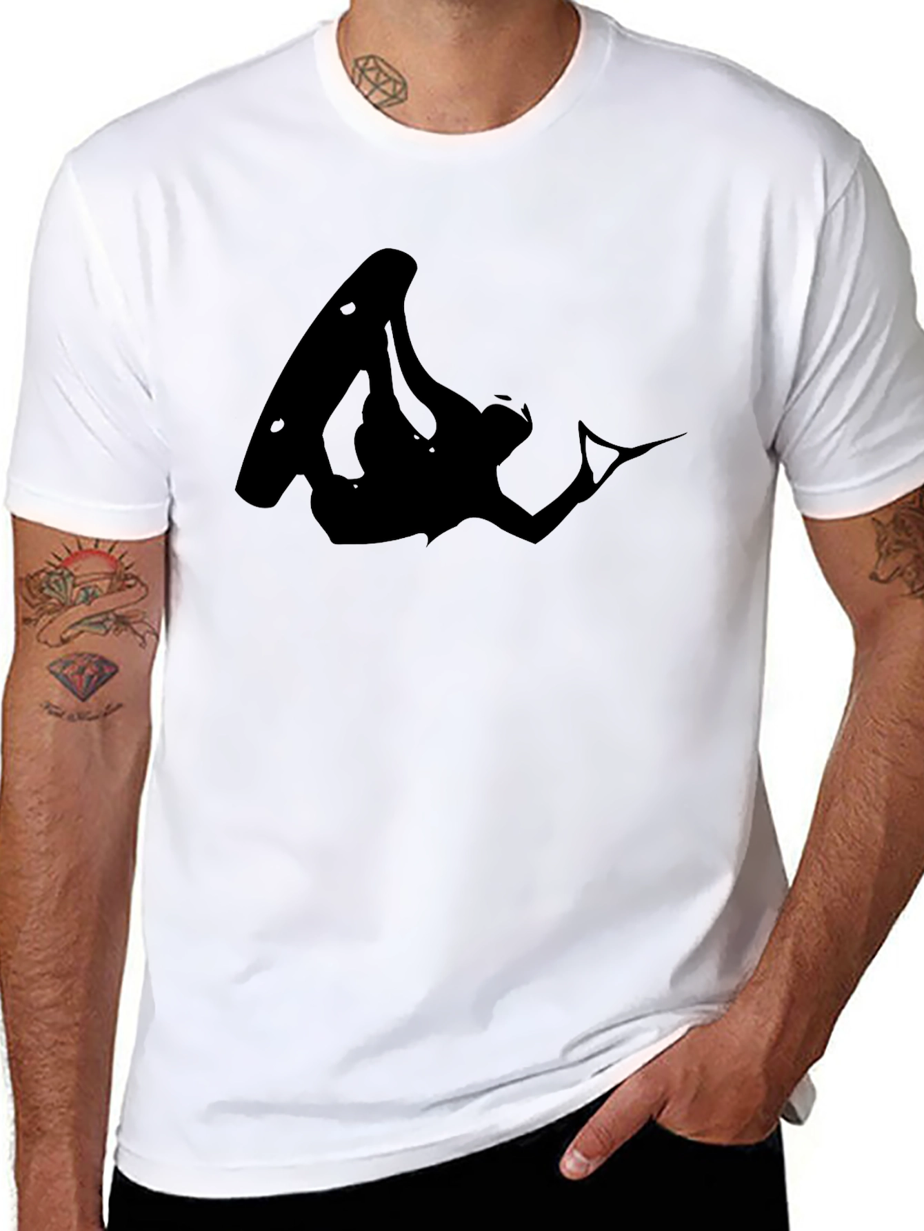 Black Wakeboarder Graphic Tee - Extreme Sports Fashion