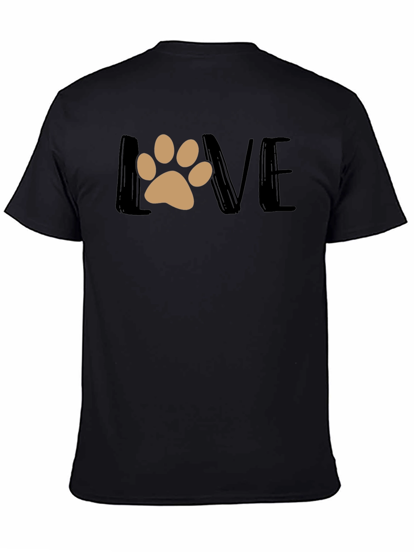 Love Paw Print Graphic T-Shirt - Black