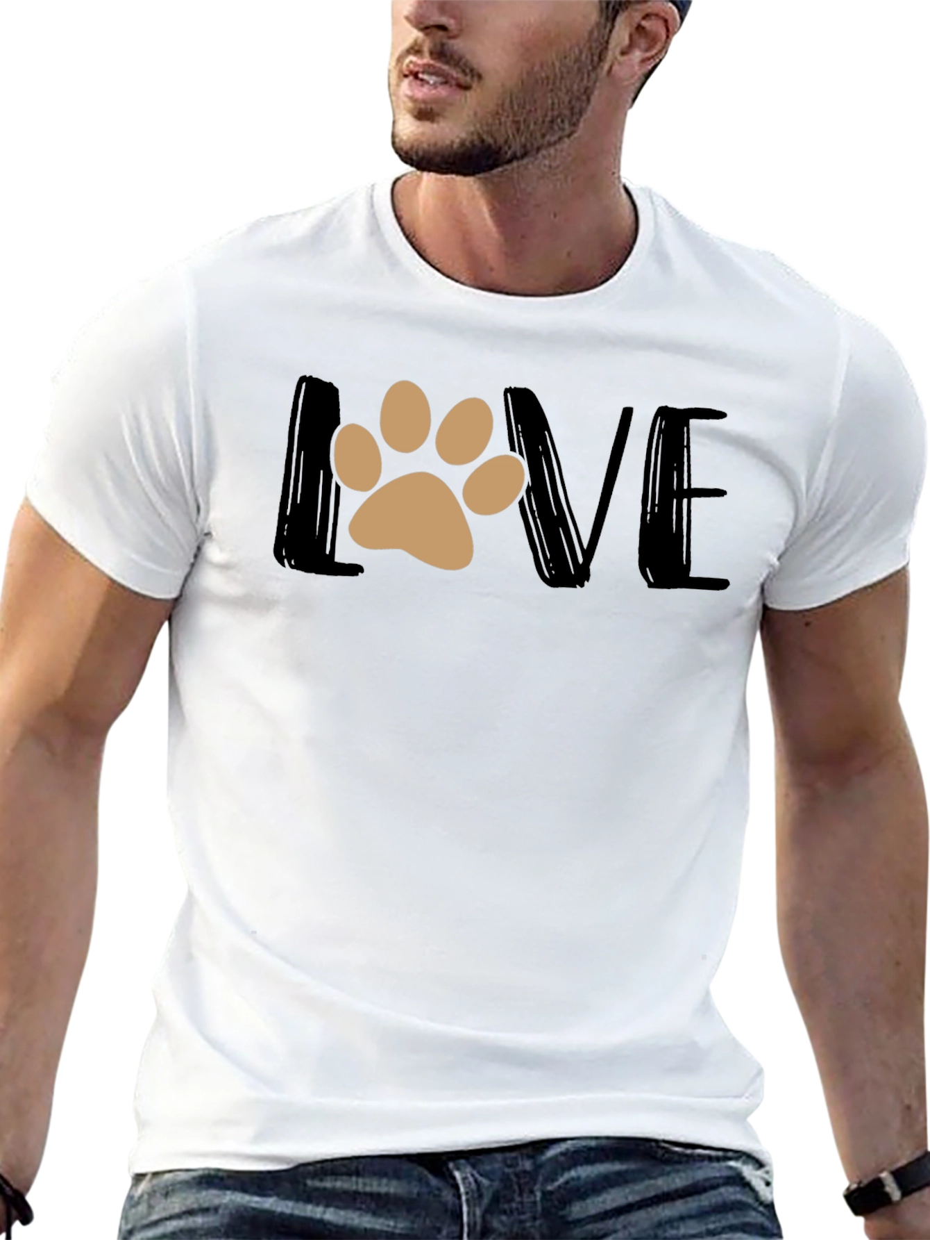 Love Paw Print Graphic T-Shirt - Black
