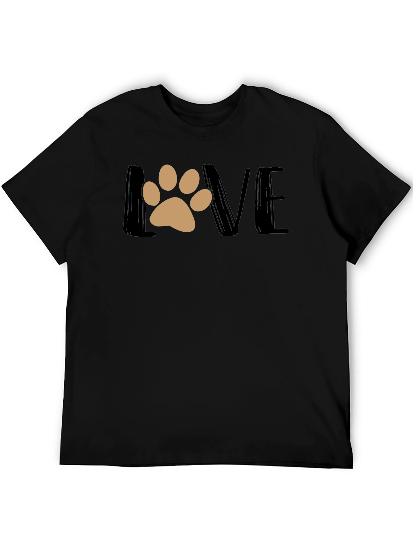 Love Paw Print Graphic T-Shirt - Black
