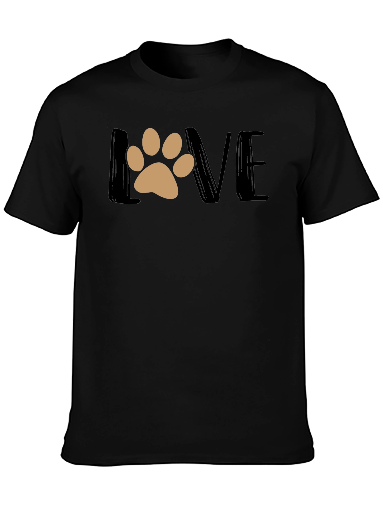 Love Paw Print Graphic T-Shirt - Black