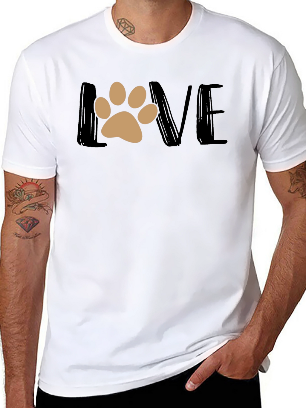 Love Paw Print Graphic T-Shirt - Black