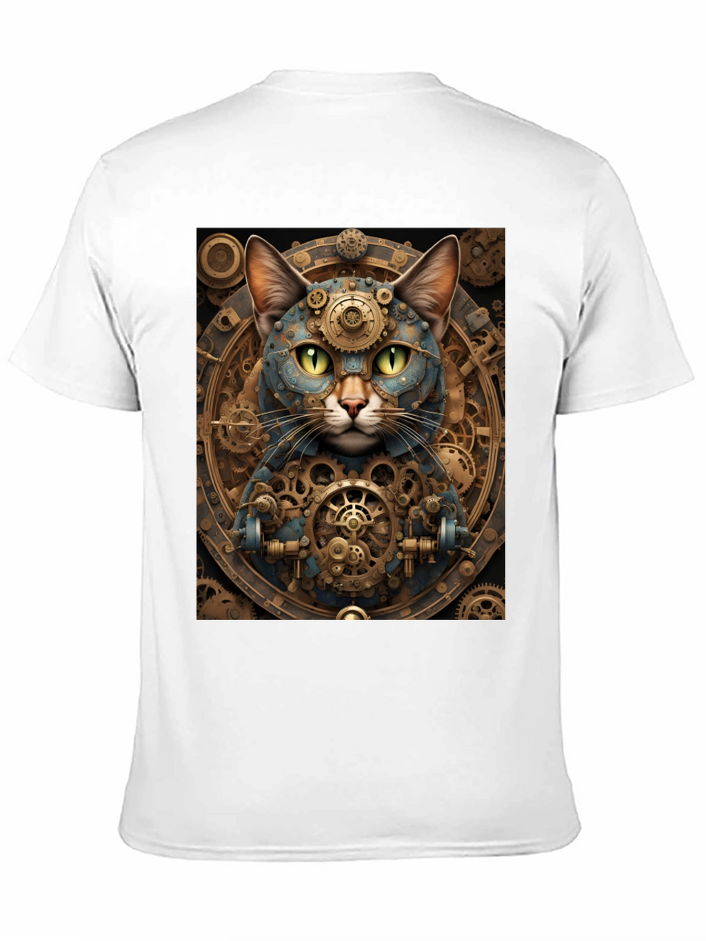 Steampunk Cat Graphic Tee - Cogwork Kitten Design
