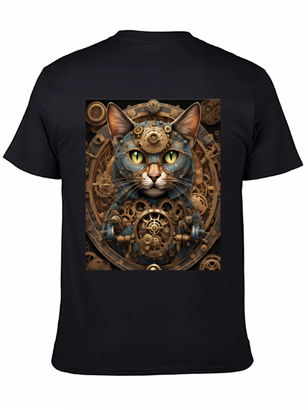 Steampunk Cat Graphic Tee - Cogwork Kitten Design