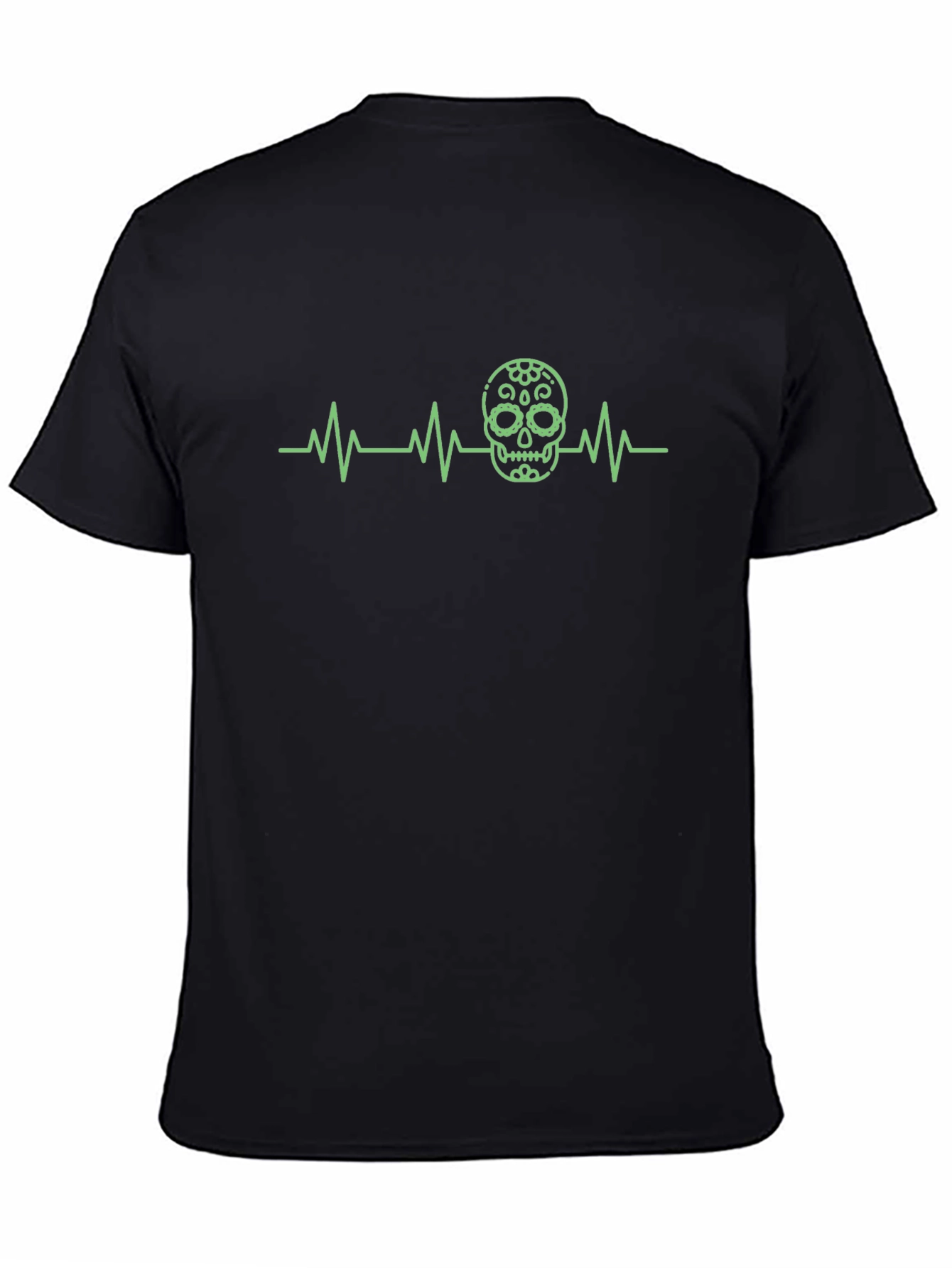 Skull Heartbeat Graphic Tee - Mens Black T-Shirt