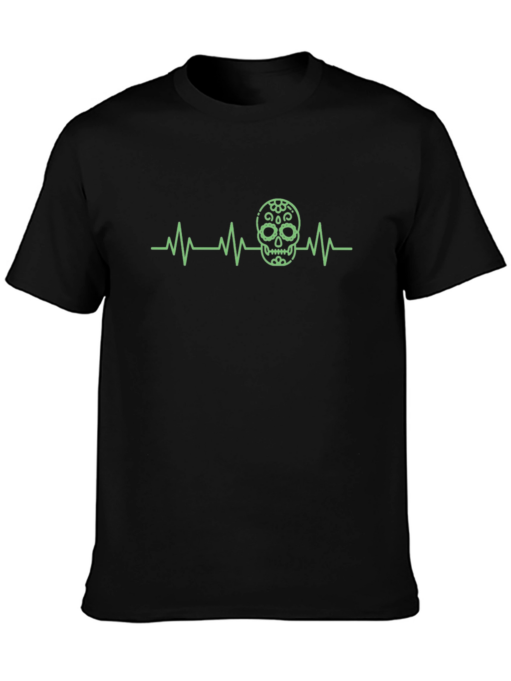 Skull Heartbeat Graphic Tee - Mens Black T-Shirt