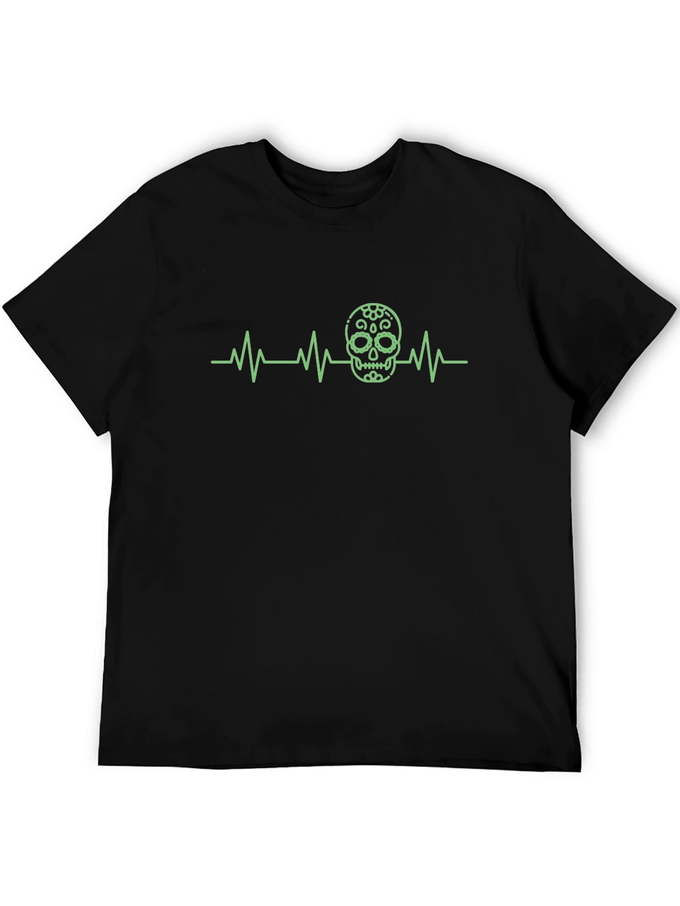 Skull Heartbeat Graphic Tee - Mens Black T-Shirt