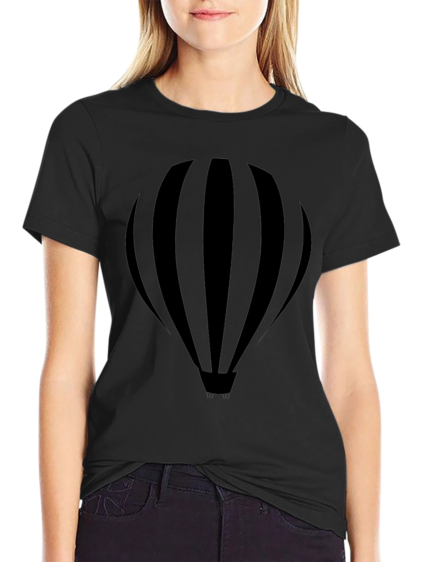 Black Hot Air Balloon Graphic Tee - Stylish Mens Casual Shirt