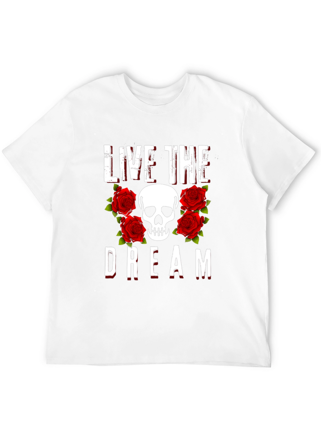 Live the Dream Skull & Roses Graphic Tee