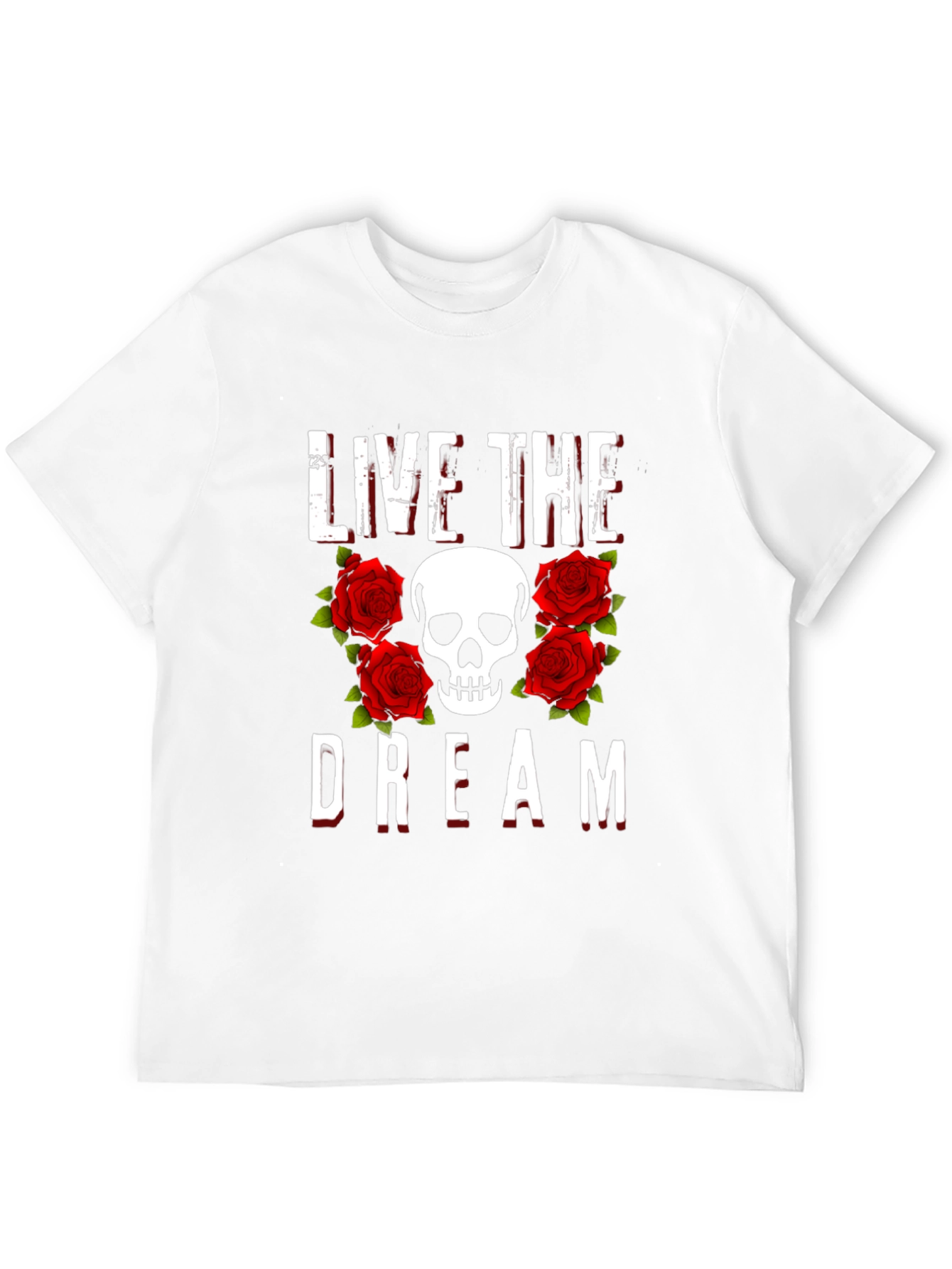 Live the Dream Skull & Roses Graphic Tee