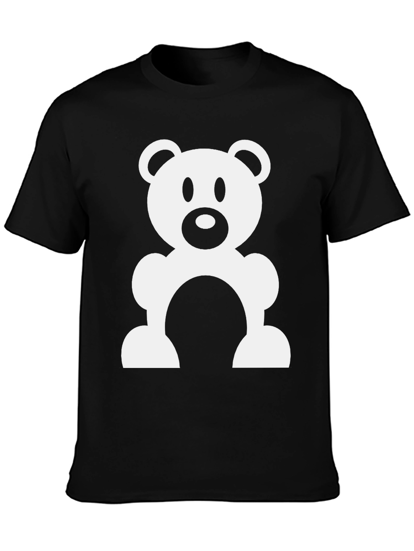 Cute Teddy Bear Graphic Black T-Shirt
