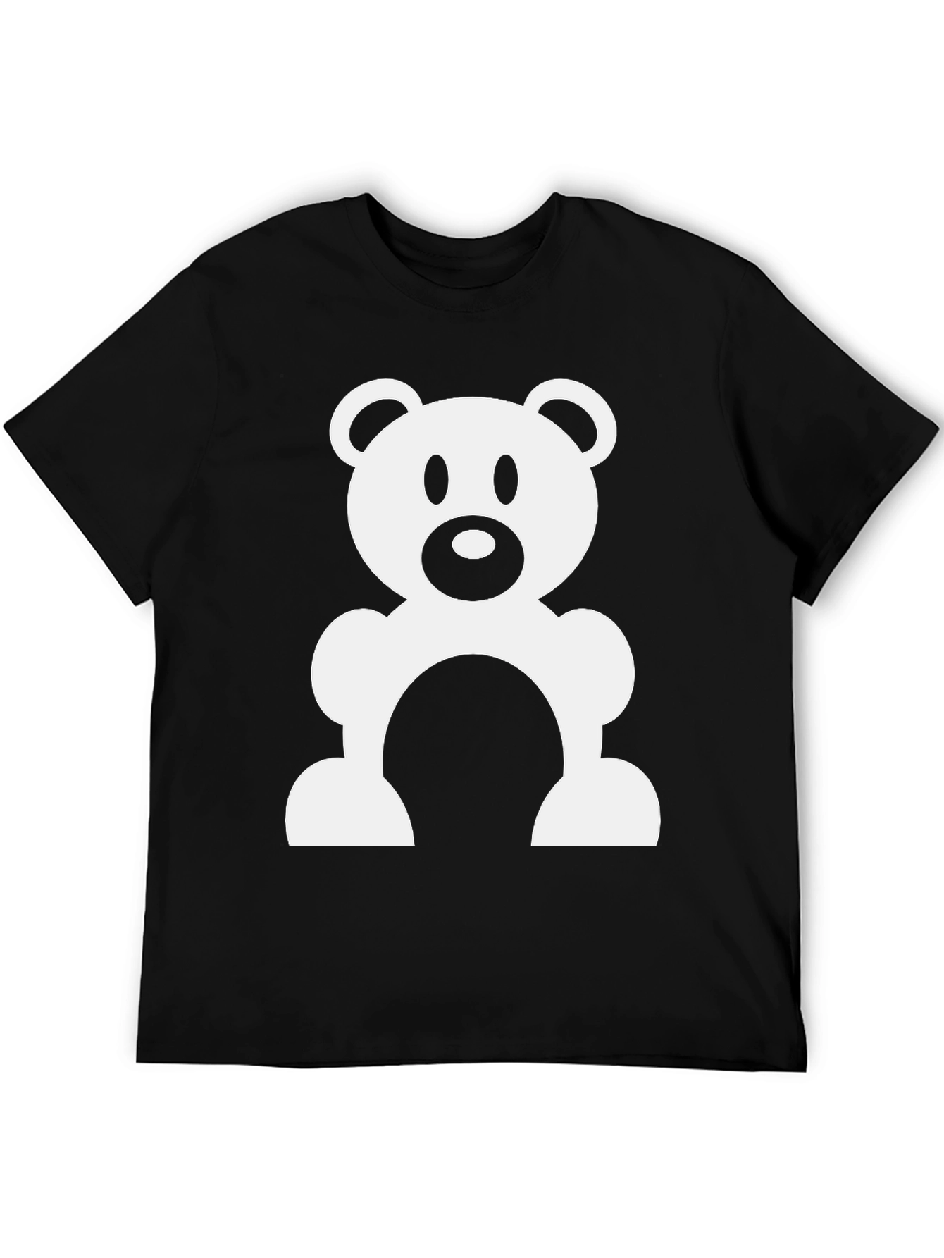 Cute Teddy Bear Graphic Black T-Shirt