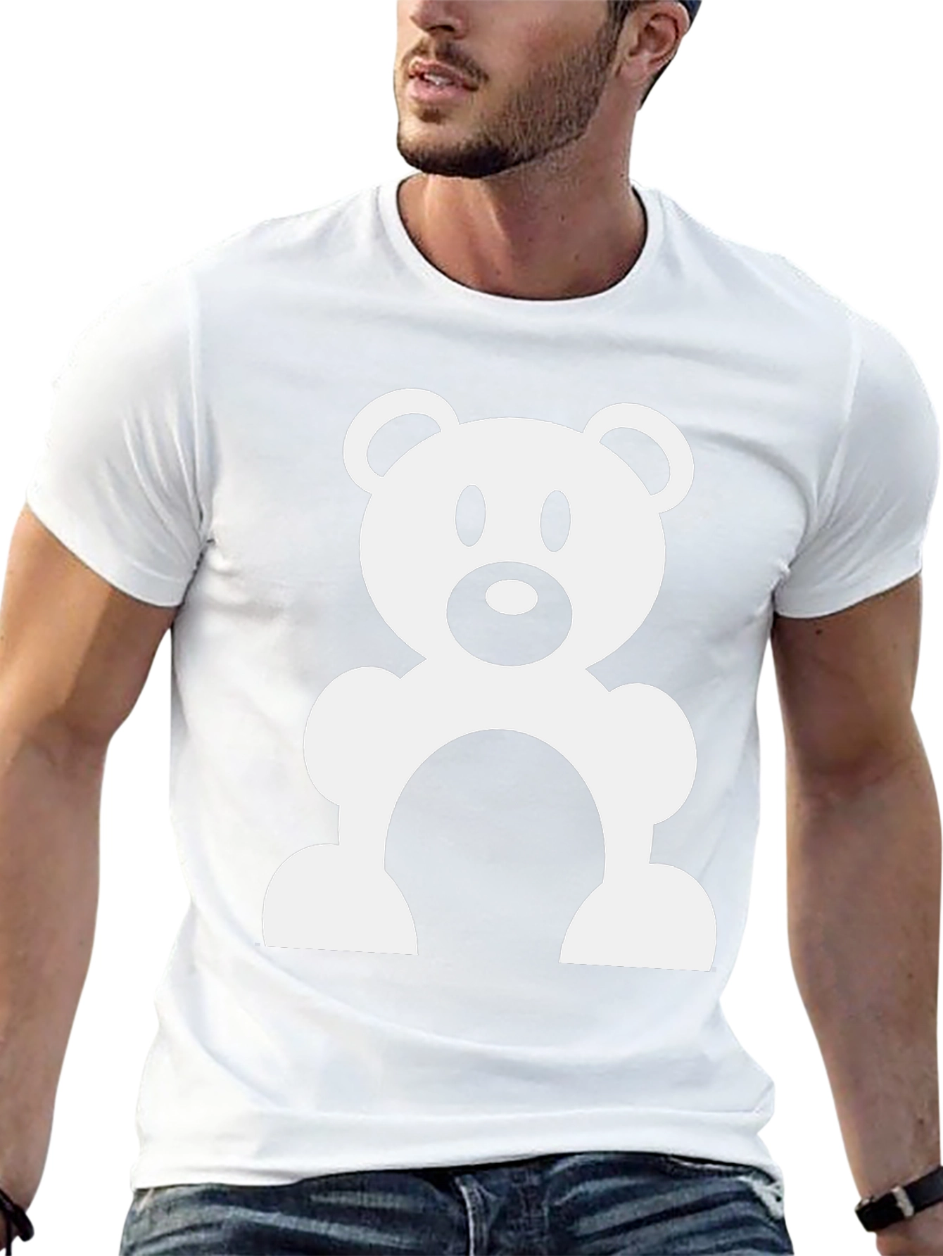 Cute Teddy Bear Graphic Black T-Shirt