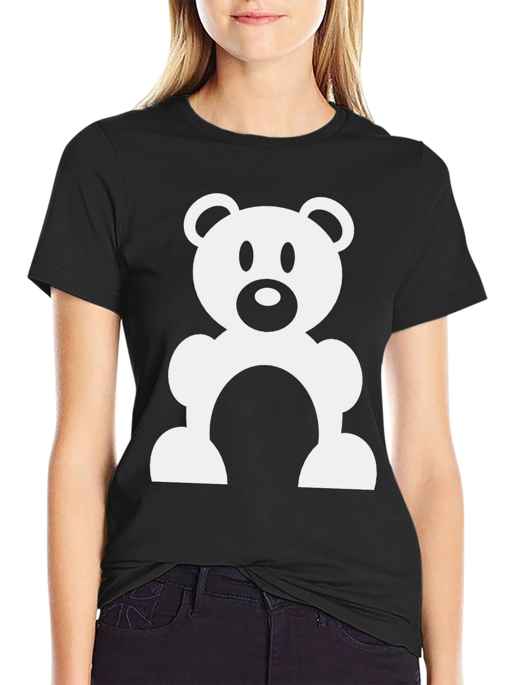 Cute Teddy Bear Graphic Black T-Shirt