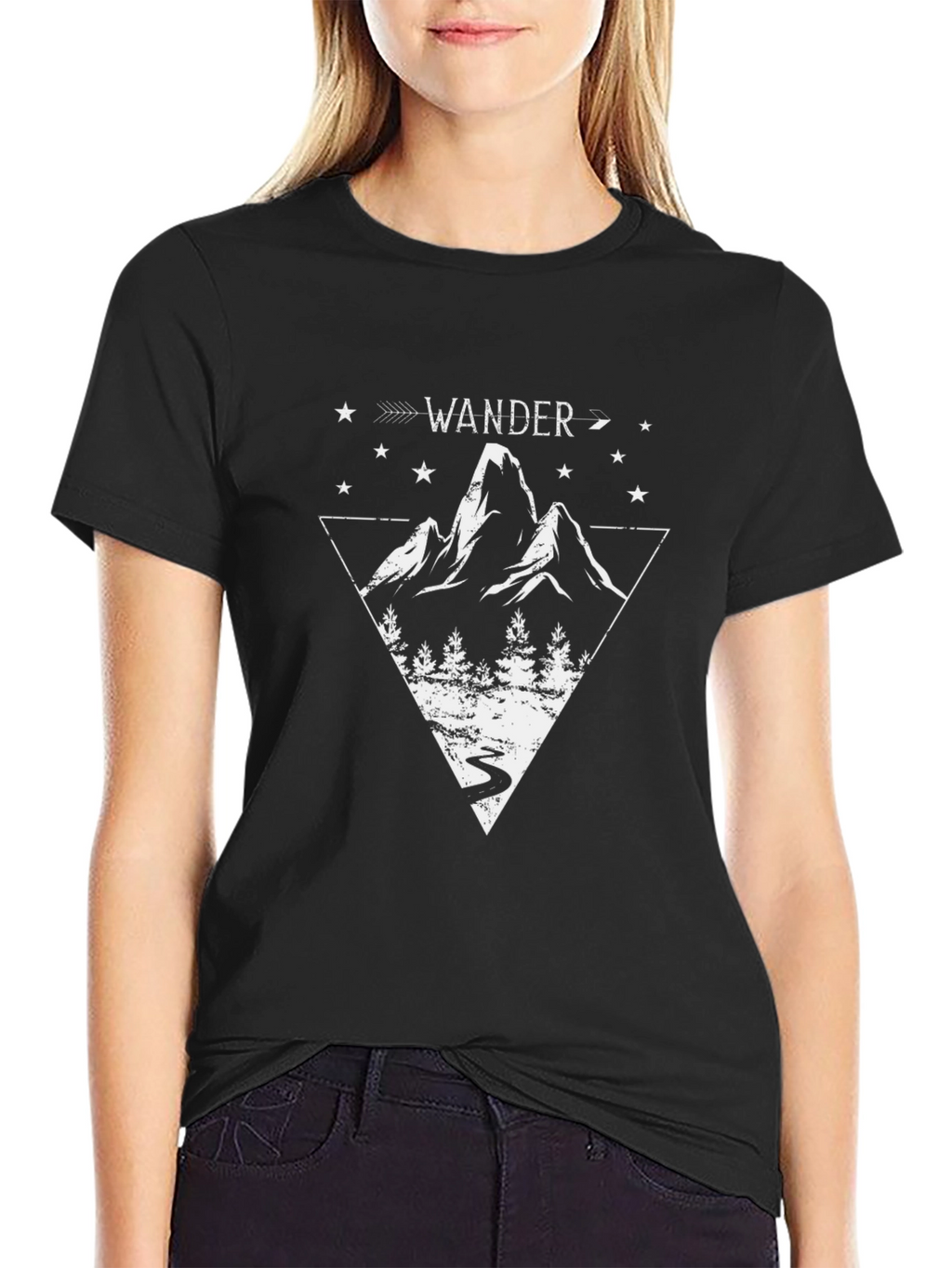 Wanderlust Mountain Graphic Tee - Black Cotton