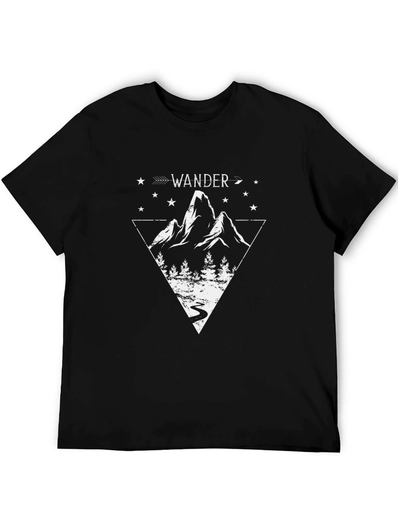 Wanderlust Mountain Graphic Tee - Black Cotton