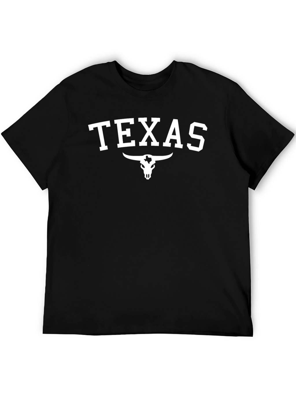 Texas Bull Skull Graphic Tee - Black Cotton T-Shirt