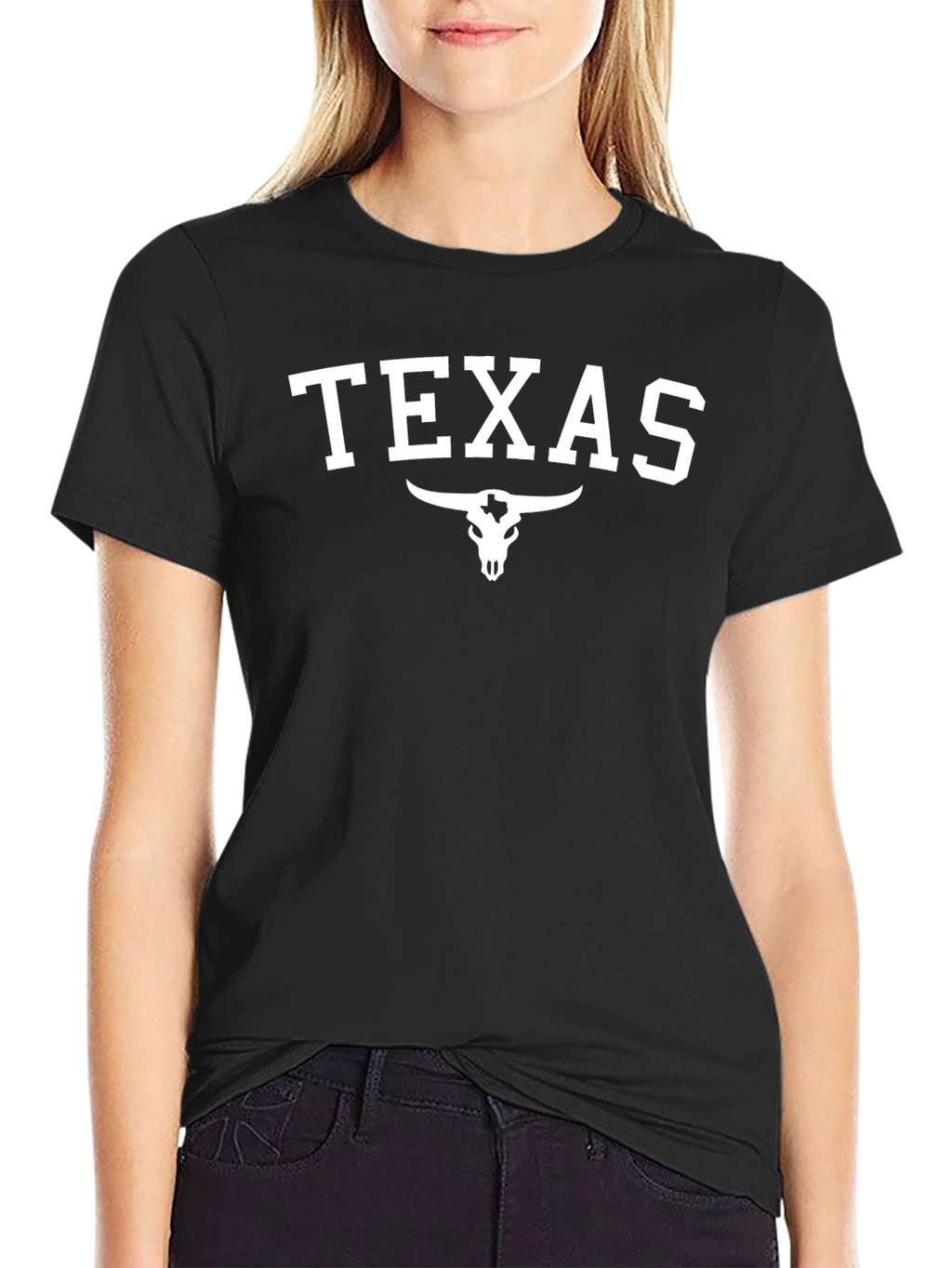 Texas Bull Skull Graphic Tee - Black Cotton T-Shirt