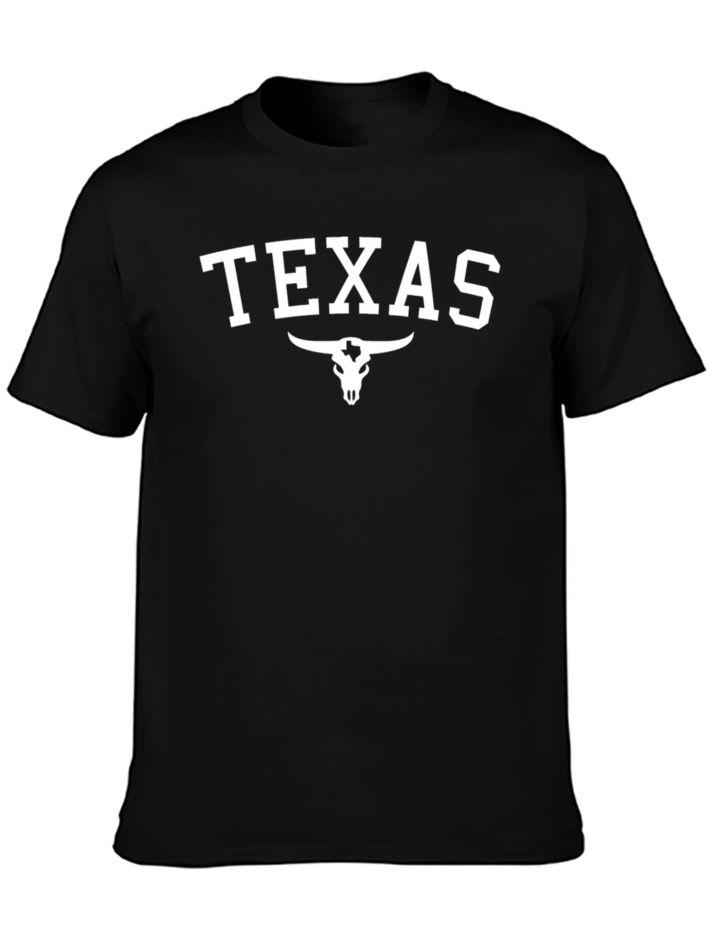 Texas Bull Skull Graphic Tee - Black Cotton T-Shirt