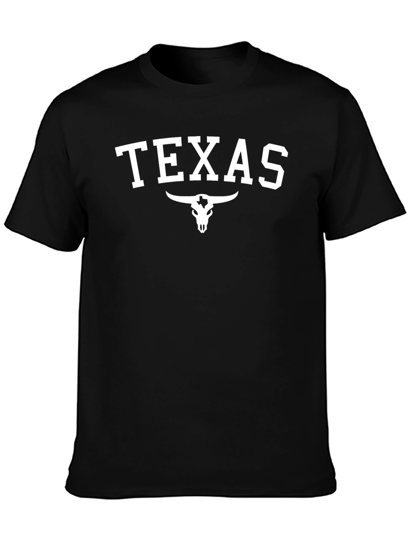 Texas Bull Skull Graphic Tee - Black Cotton T-Shirt