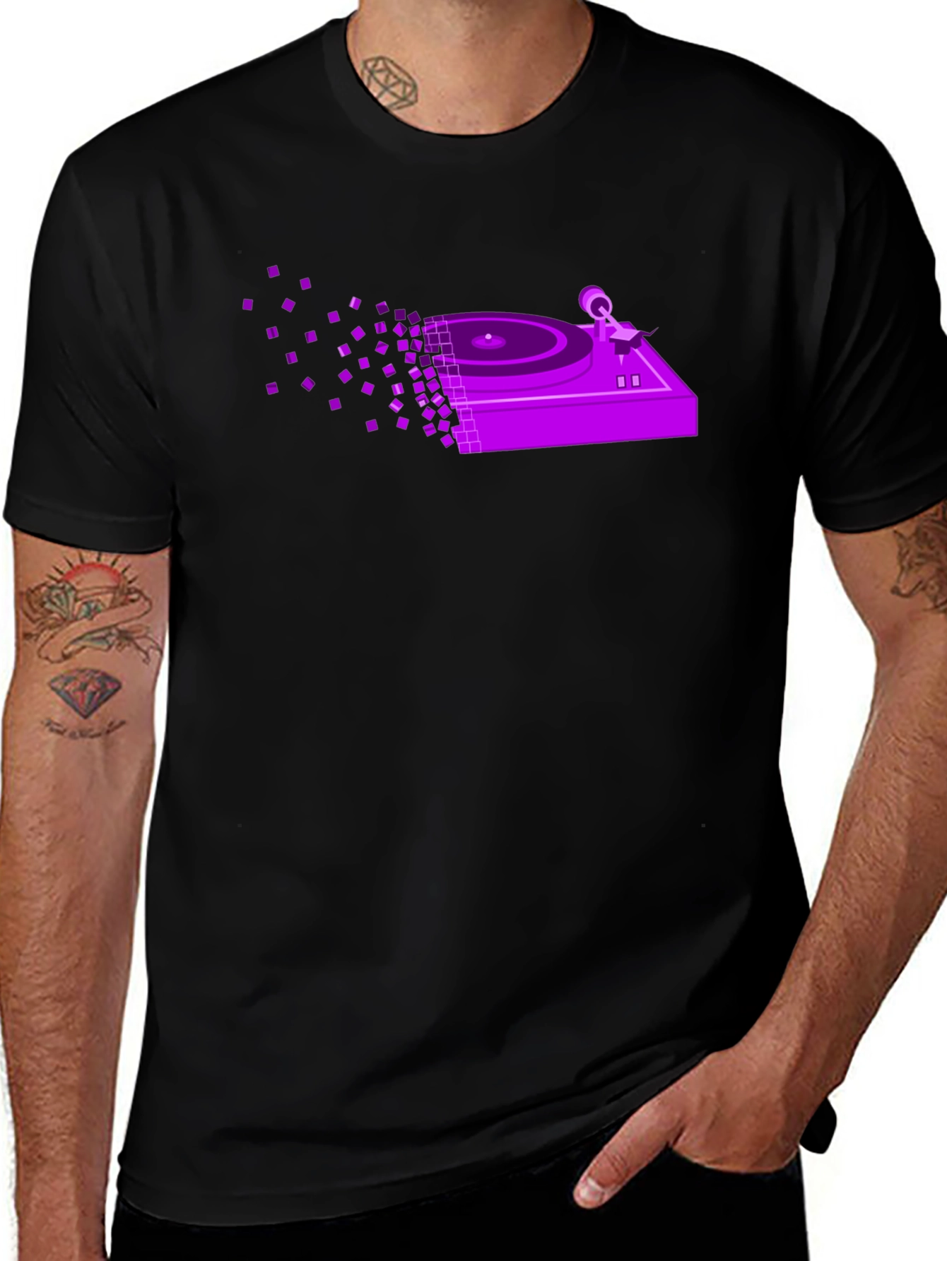 Retro DJ Turntable T-Shirt - Pixel Art Design