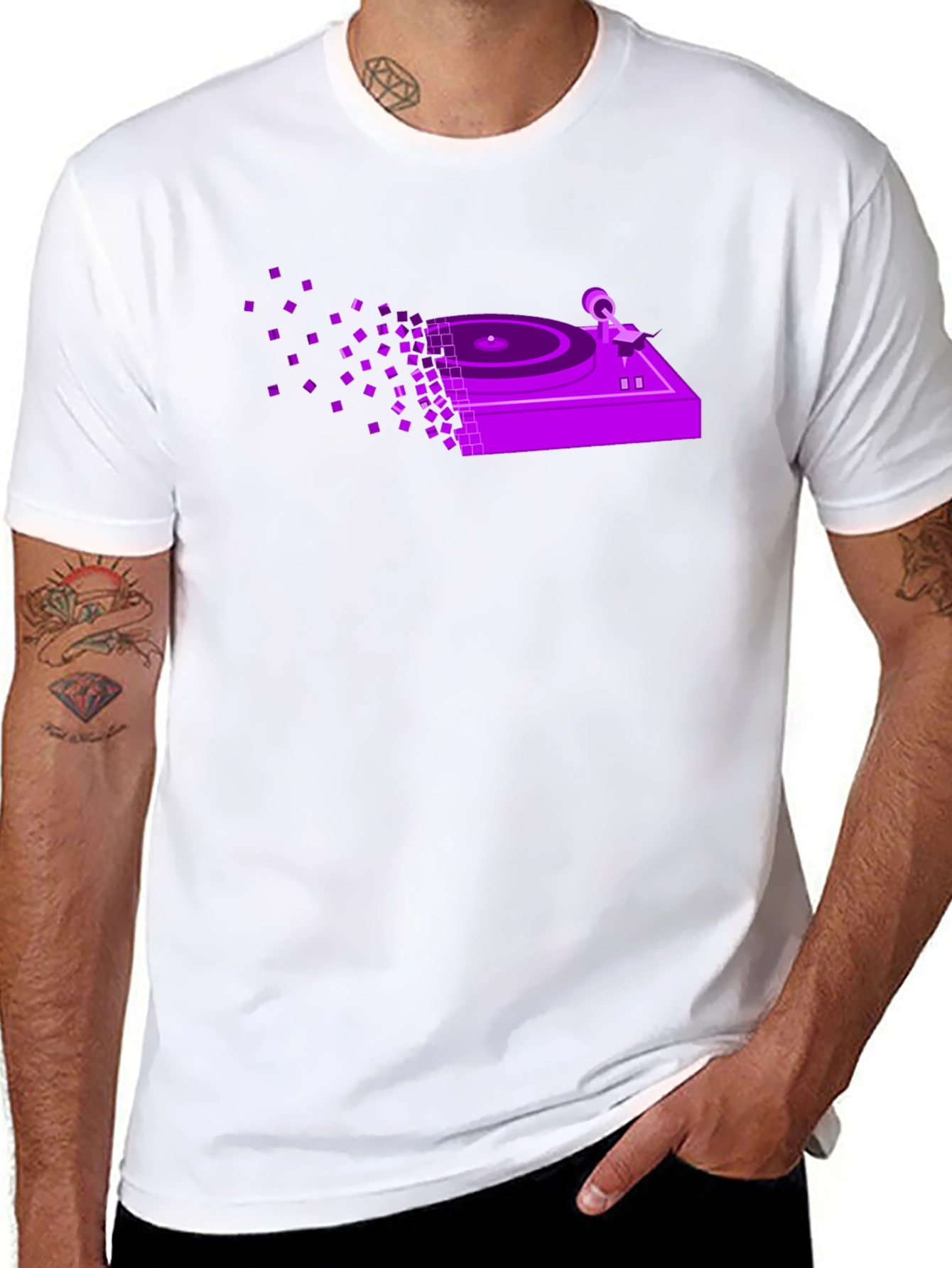 Retro DJ Turntable T-Shirt - Pixel Art Design