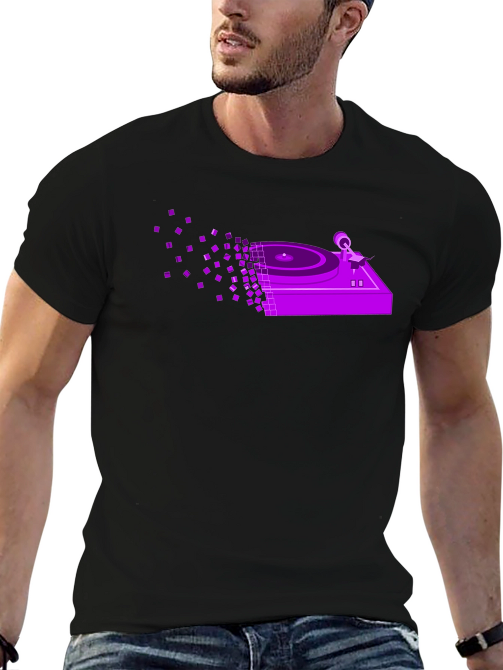 Retro DJ Turntable T-Shirt - Pixel Art Design