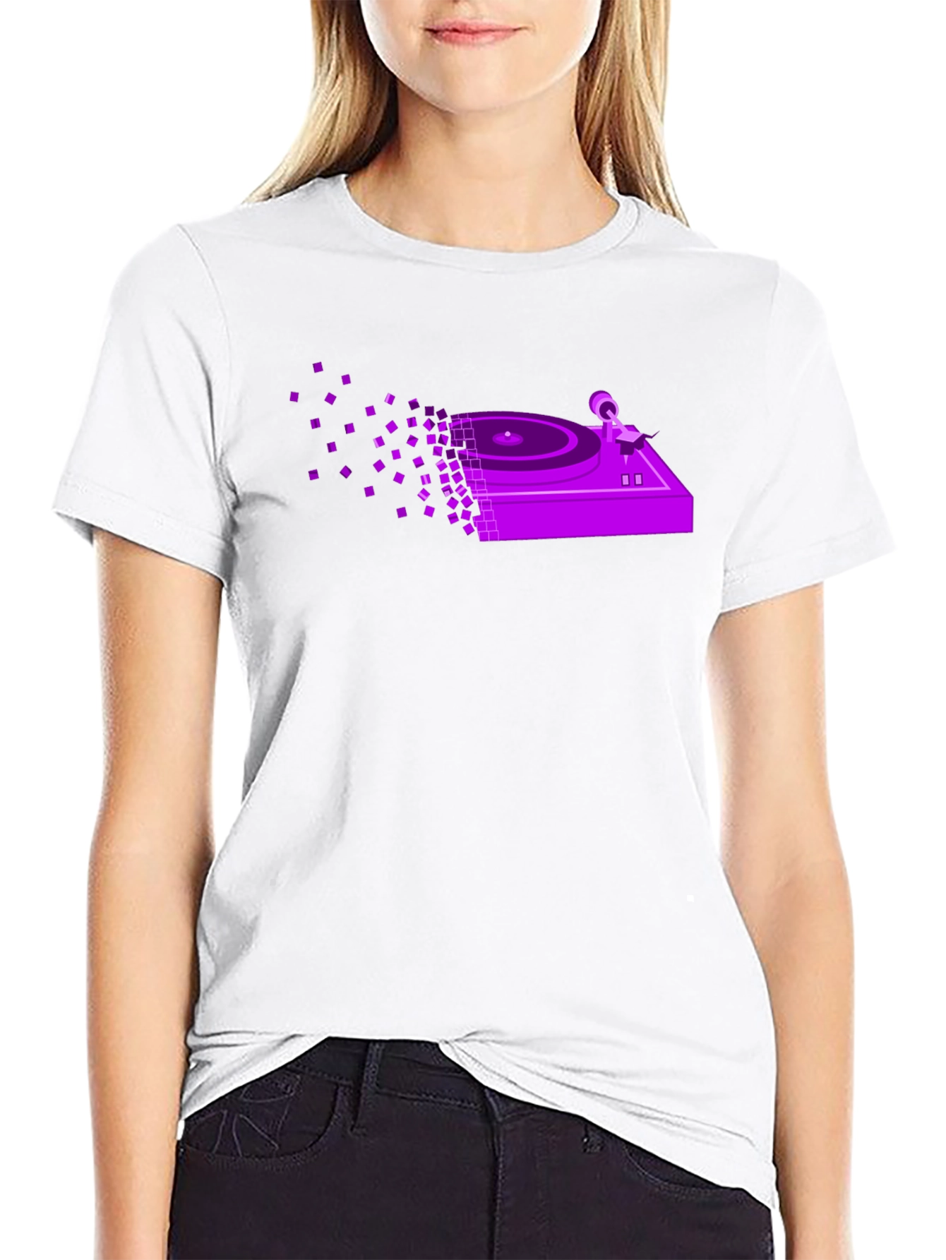 Retro DJ Turntable T-Shirt - Pixel Art Design