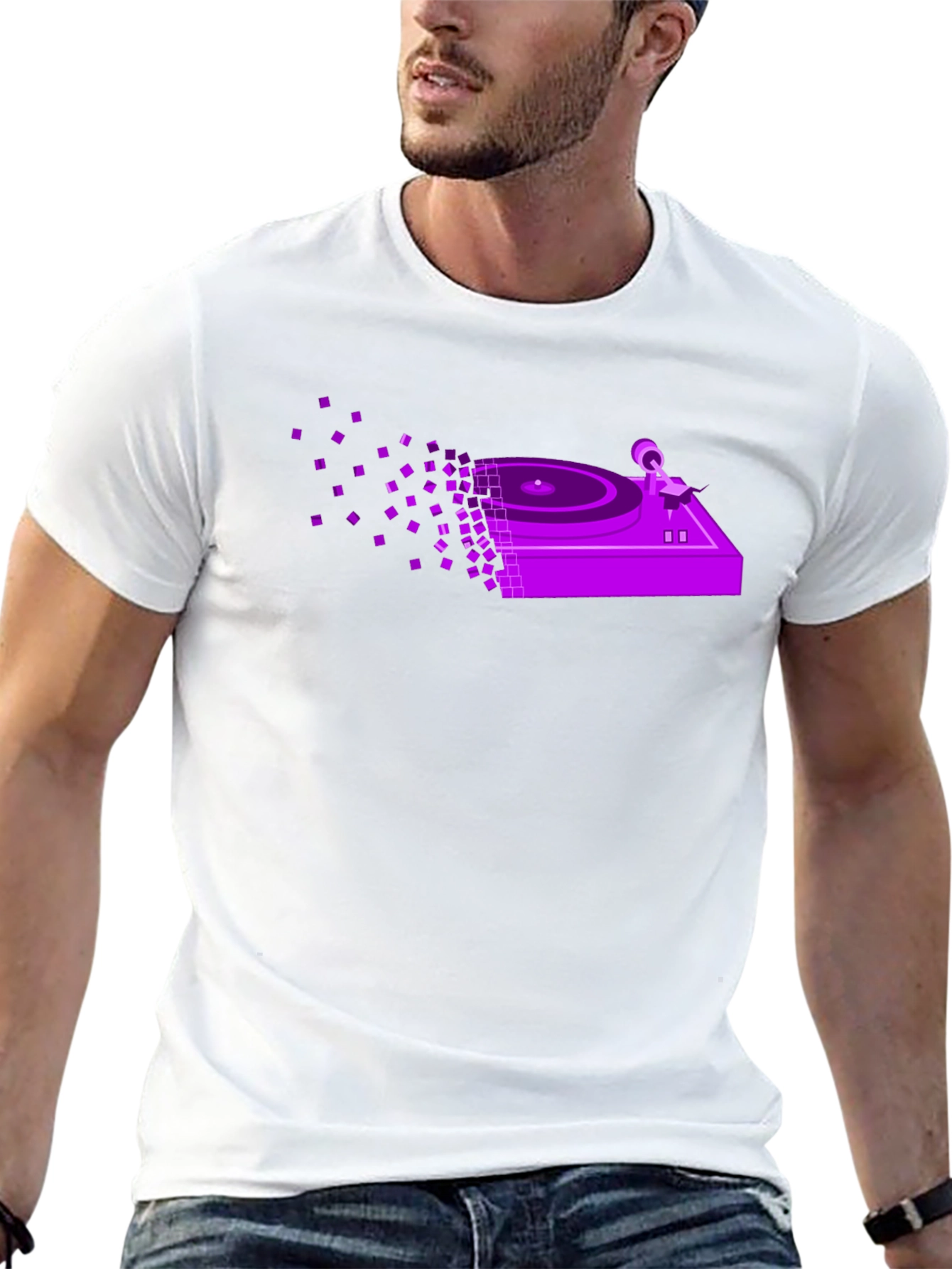 Retro DJ Turntable T-Shirt - Pixel Art Design