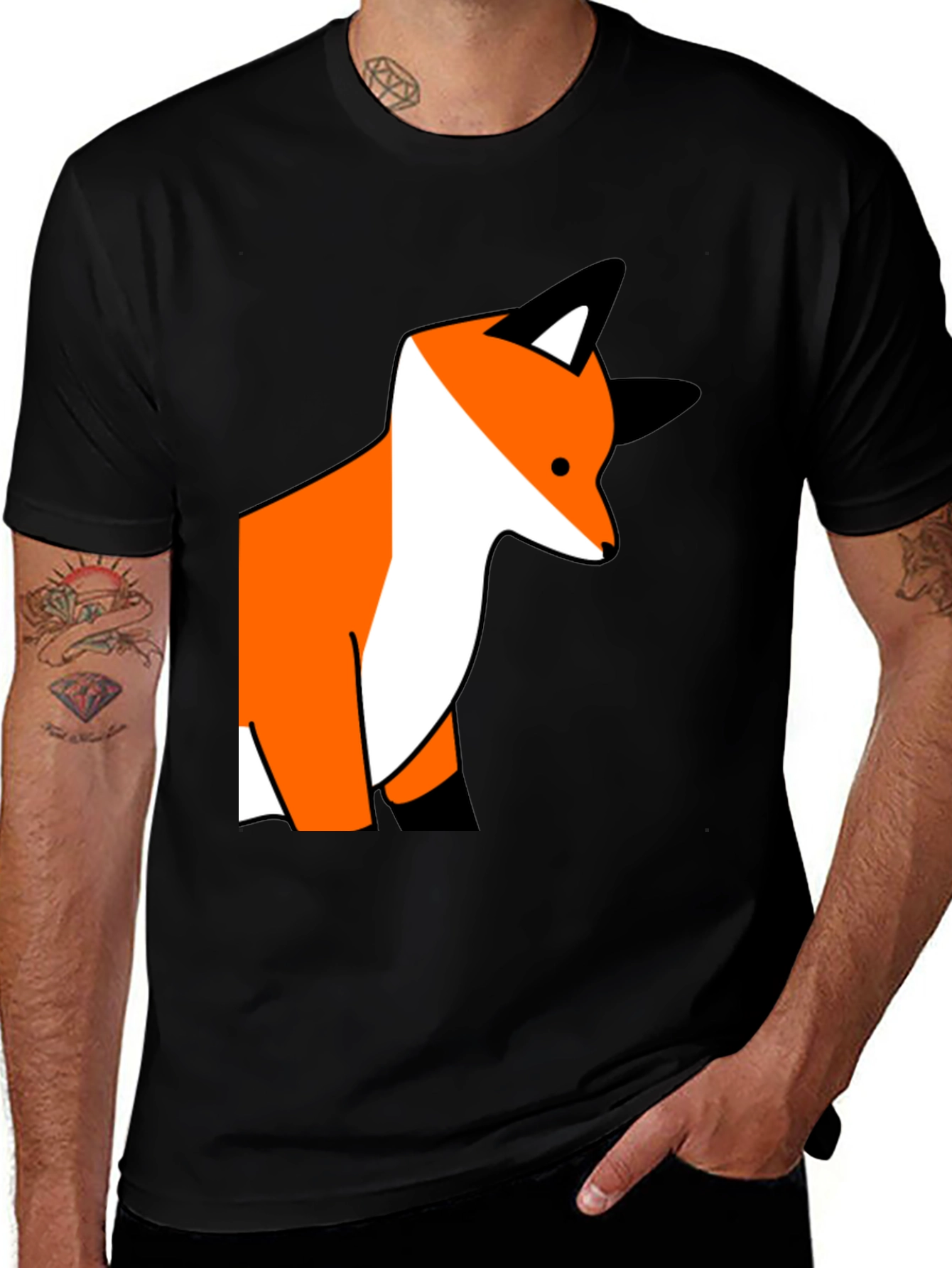 Fox Graphic Print Black T-Shirt