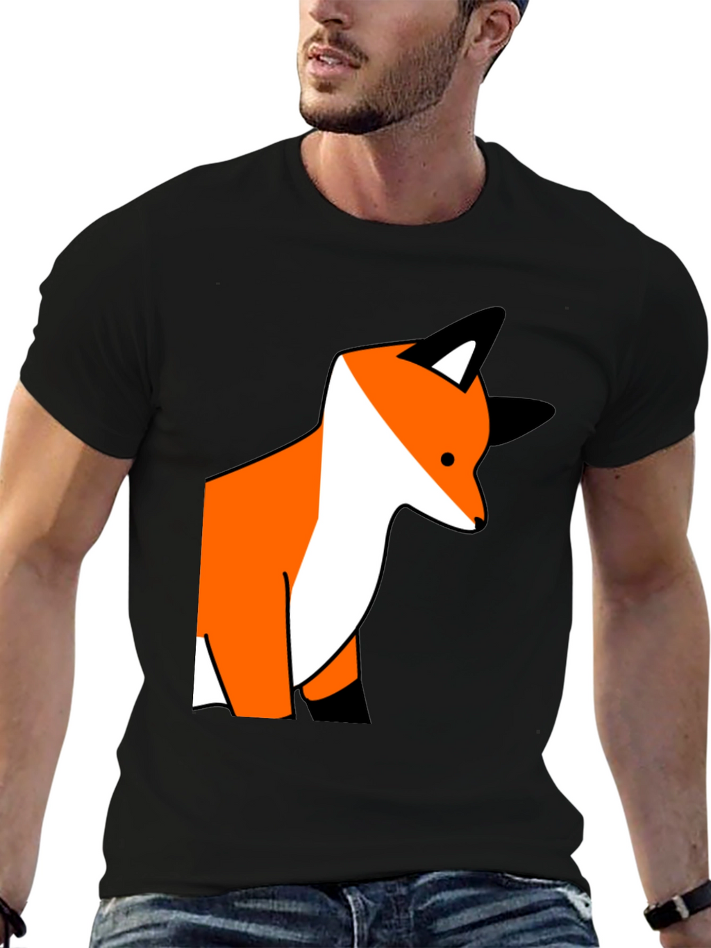 Fox Graphic Print Black T-Shirt
